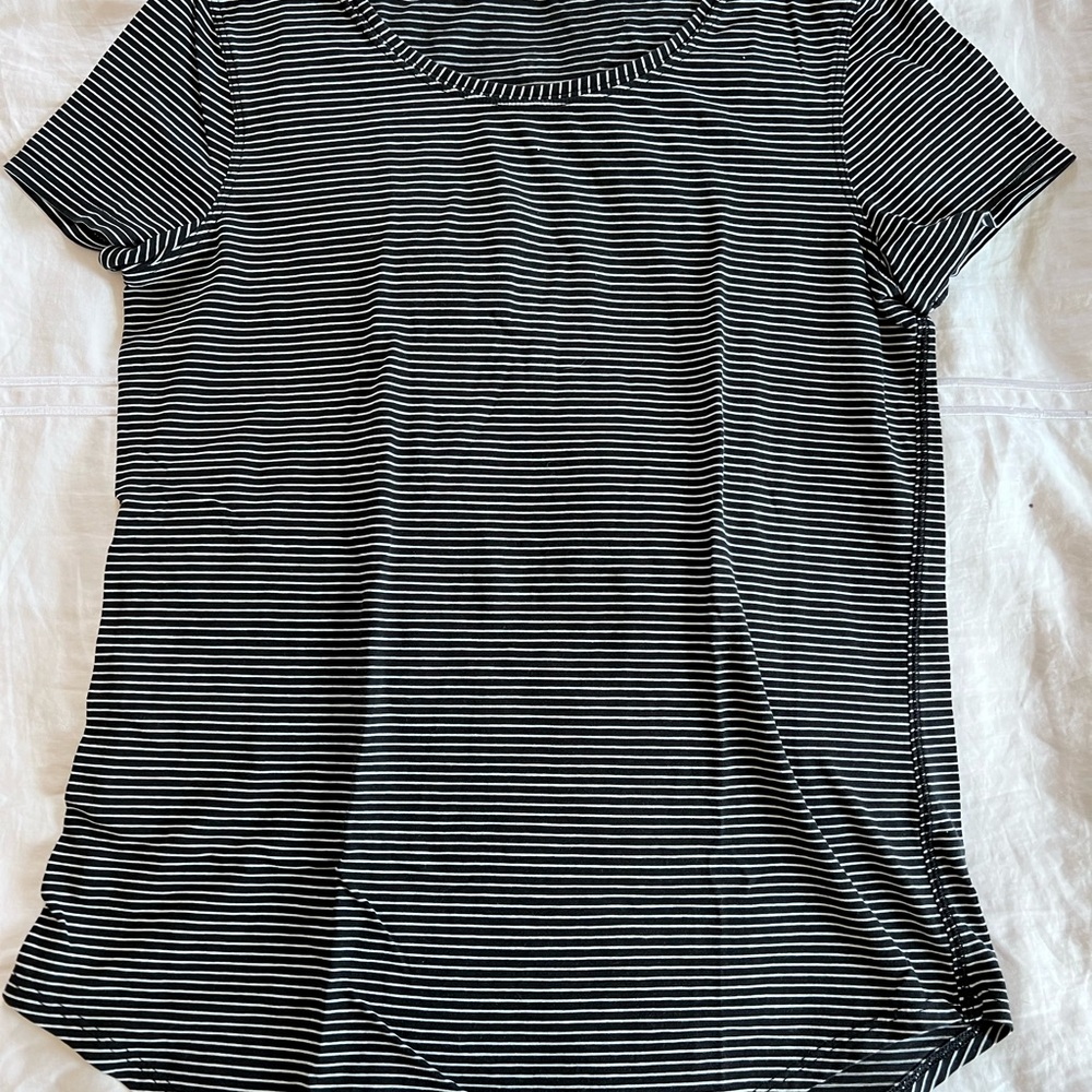 Black and White Striped Women's Top